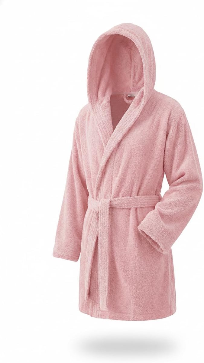Towel Elegante badjas voor dames en heren, 100% katoen, 500 g/m², met capuchon of zonder capuchon, zacht en absorberend voor douche, spa en zwembad, melocoton, L
