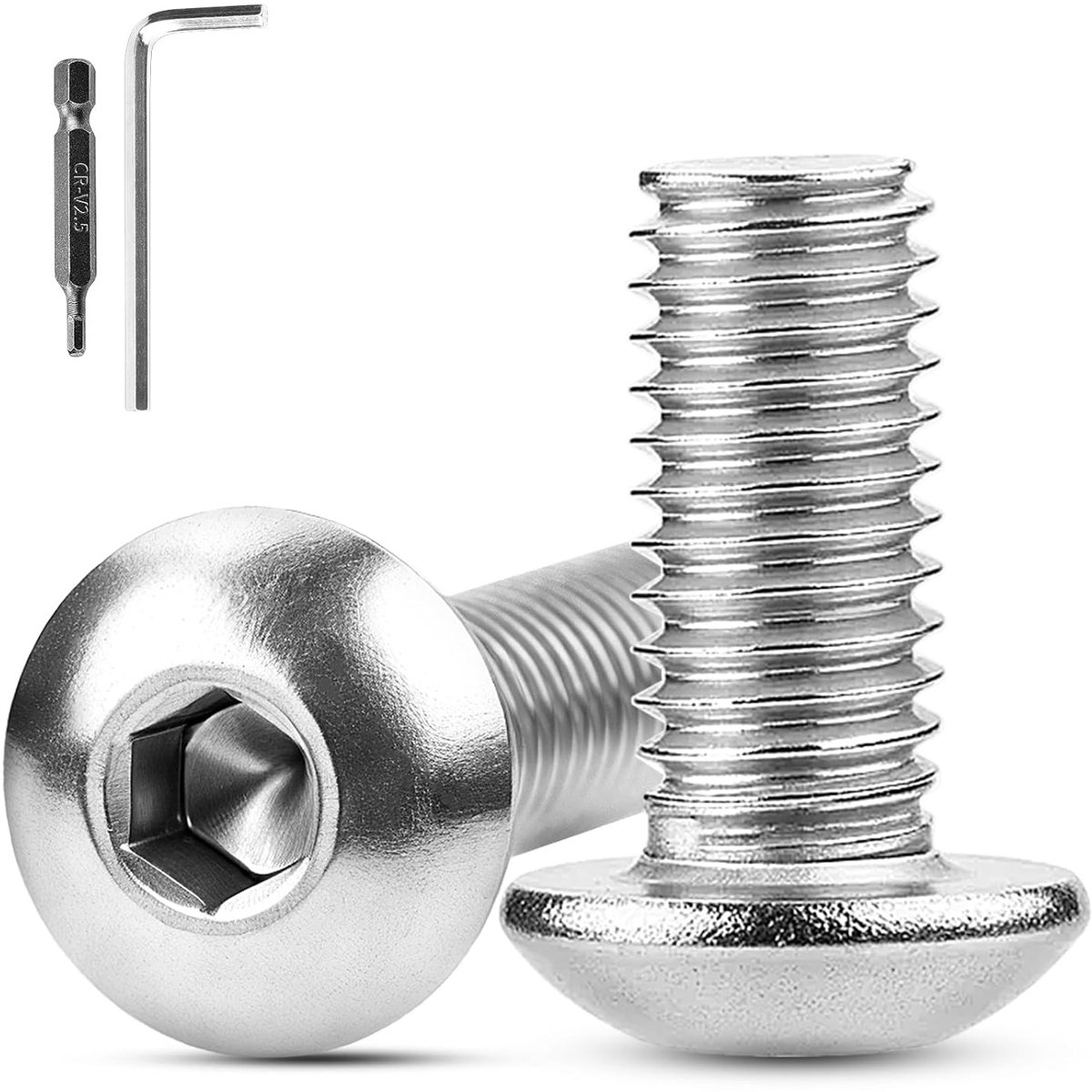 100 stuks lenskopschroeven, M4 x 10 mm, platte kopschroeven, binnenzeskant 304 roestvrij stalen schroeven, ronde kopschroeven, volledige schroefdraad, machineschroeven voor meubelinbouw