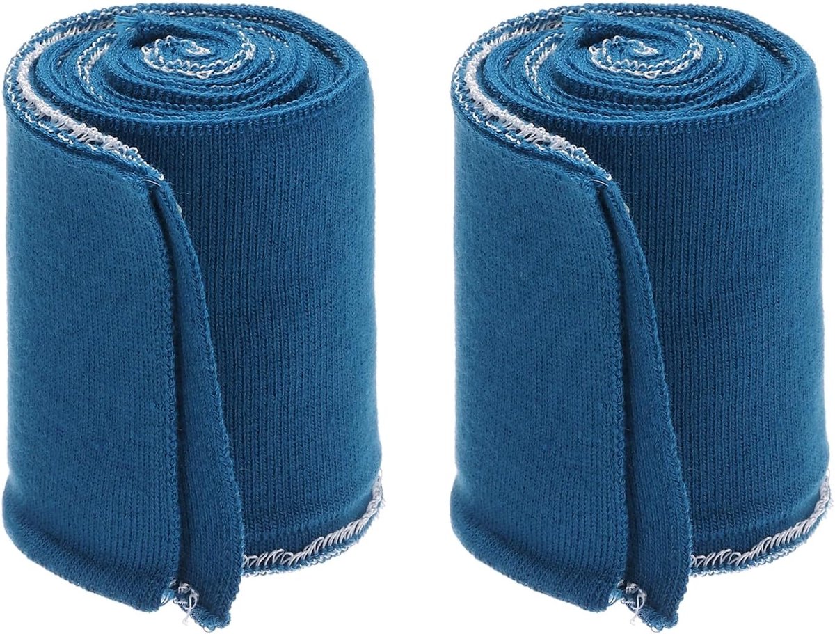 Elastische manchetten voor naaien gebreide geribbelde katoenen stof mouwen tailleband geribbelde rand, [voor doek, doe-het-zelf ambacht] - denim blauw/2 stuks