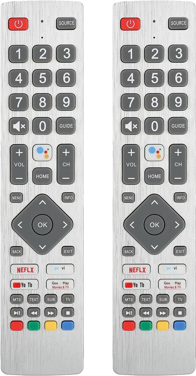 IR afstandsbediening compatibel met Sharp Aquos TV 40BL2EA 40BL3EA 50BL2EA 24BI2EA 32BI2EA vervangende controller met NETFLIX PrimeVideo YouTube Google Play-toetsen (geen spraakfunctie)