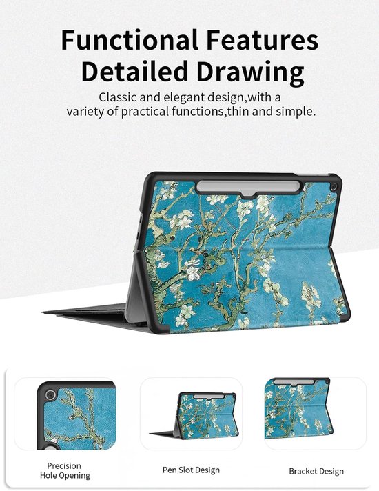 Hoes voor Microsoft Surface 12 inch 2025 Nieuwste tablet, dunne PU lederen harde beschermhoes, waterdicht, schokbestendig en stofdicht, patroon stijl — afbeelding 2