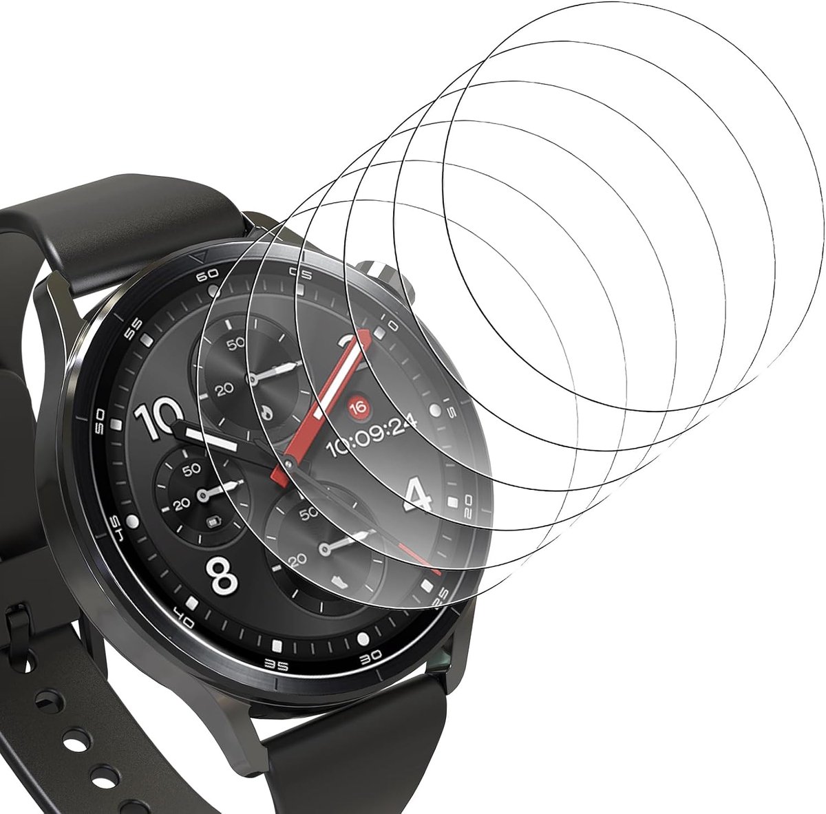 6 displaybeschermfolies compatibel met Xiaomi Watch S5, 46 mm, HD-folie, gehard glas, compatibel met Xiaomi Watch S5, 46 mm, krasbestendig