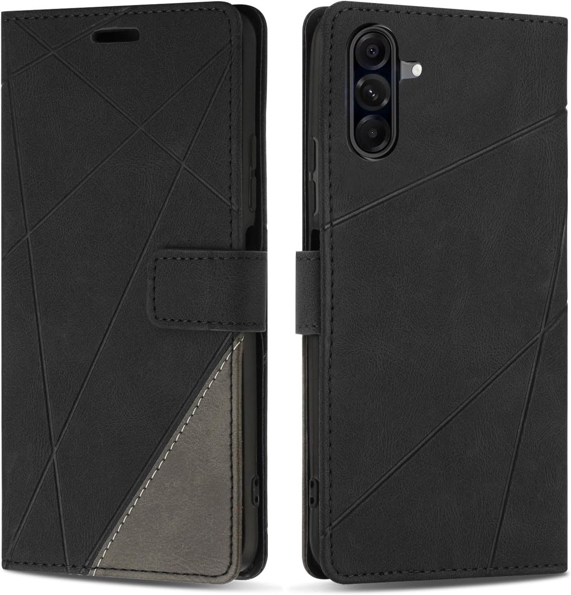 Hoesje voor Galaxy A36 5G, Premium Lederen Portemonnee Beschermhoes Telefoonhoesjes met Kaartenvakken Beschermhoesje voor Galaxy A36 5G, Zwart