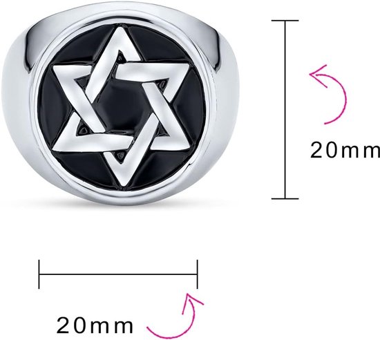 Jewelry Personaliseer grote verklaring grote religieuze Magen Judaïsche Joodse Chanoeka Ster van David voor mannen voor Bar Mitswah ronde zegelband ring voor mannen geoxideerd zilverkleurig roestvrij staal — afbeelding 3