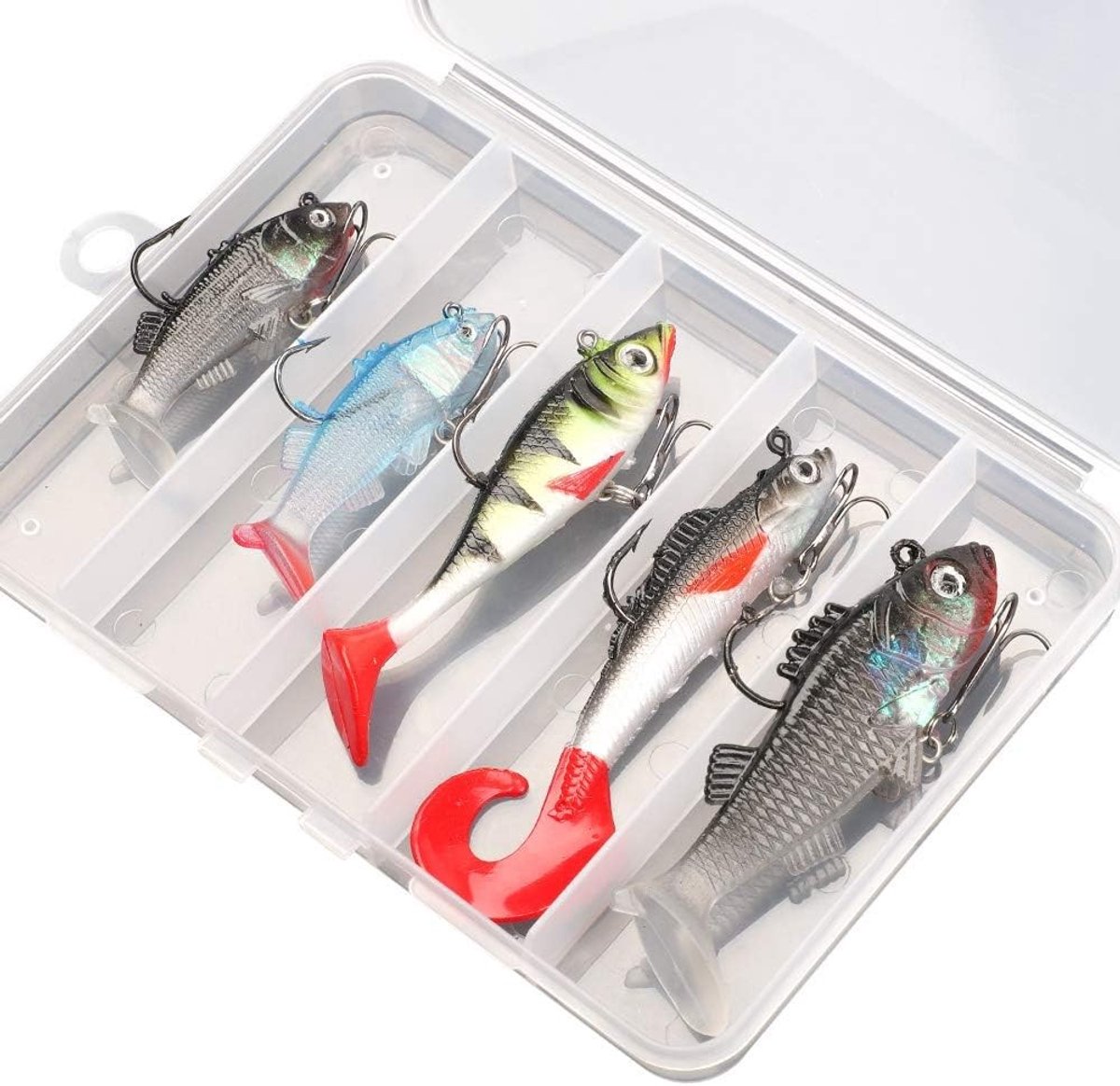 Zachte kunstaas kit voor vissen, inclusief levendig spinner aas en kunstmatige siliconen bas aas voor zoetwaterforel en zalm, compleet met opbergdoos