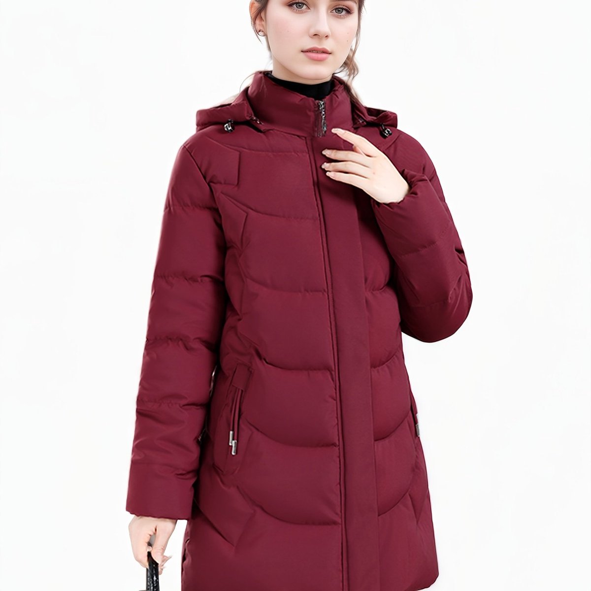 Currero Winterjas Parka Dames Lange Jas Dames Wintermantel Overjas Gewatteerd Waterdicht Winter Stijlvol Mantel Vrouwen Volwassen Baksteenrood Baksteenrood-1