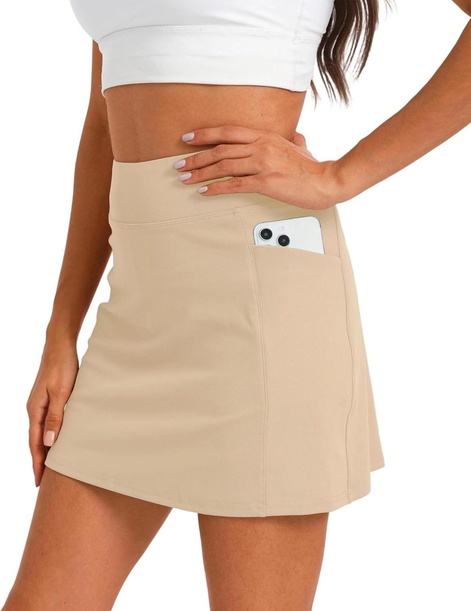 Tennisrok voor dames, golfrok met broek eronder, hoge taille, zomer, kort, wandelen, outdoor, sport, broekrok, 4 zakken