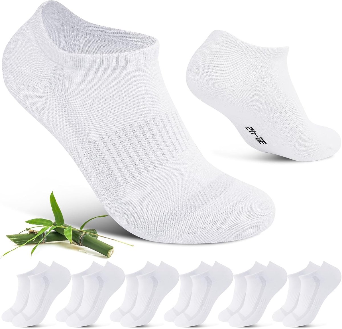 Sokken voor dames en heren, bamboesokken, ademende sneakersokken, loopsokken, katoenen sokken, korte sokken, halve sokken, 6 paar