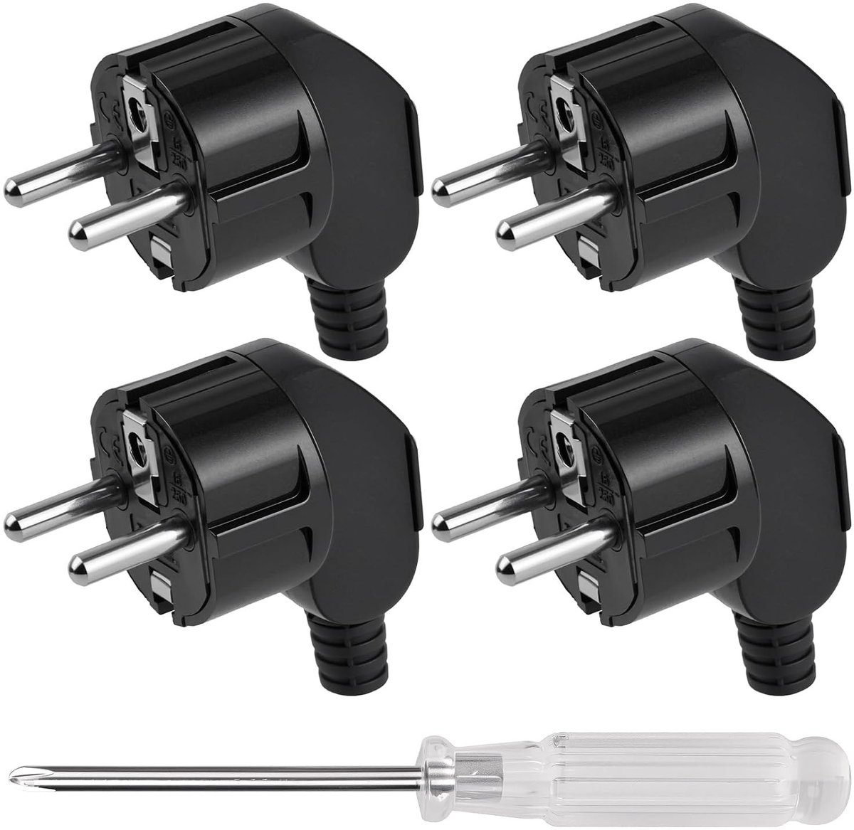 4 Pack Hoekstekker Male Plug 250V 16A - Stevige en Duurzame Elektrische Aansluitingen voor Thuisgebruik