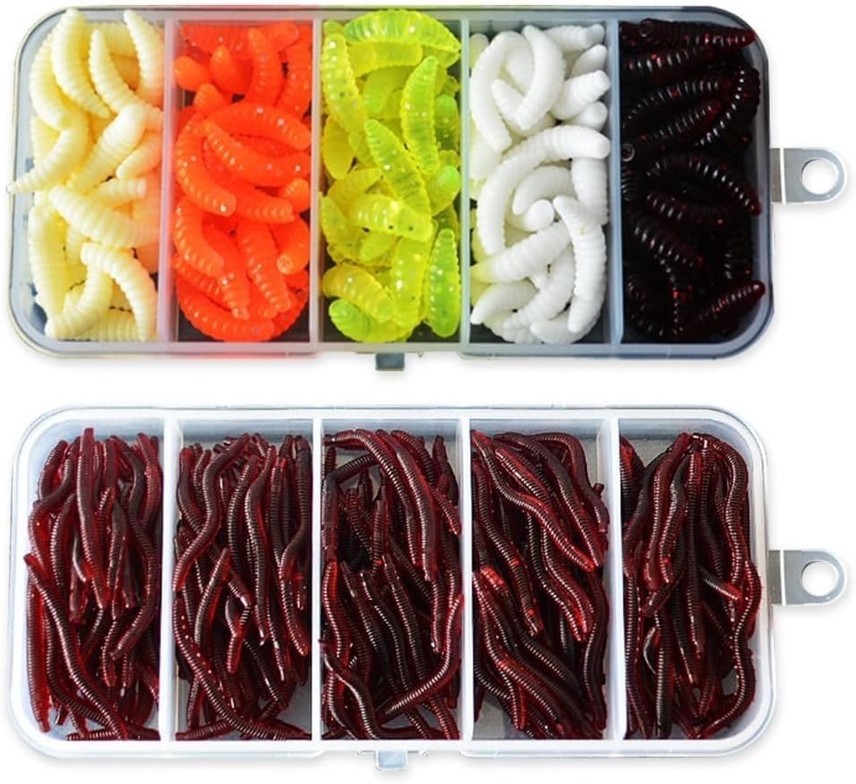 Set van 350 Stuks Vissersaas met Zachte Plastic Wormen en Kunstmatige Aardwormen voor Forel en Zoetwatervissen