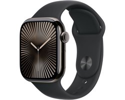 Apple Watch Series 10 - Wifi + 4G - 42mm - Slate Titanium Case met Zwart Sportbandje - M/L