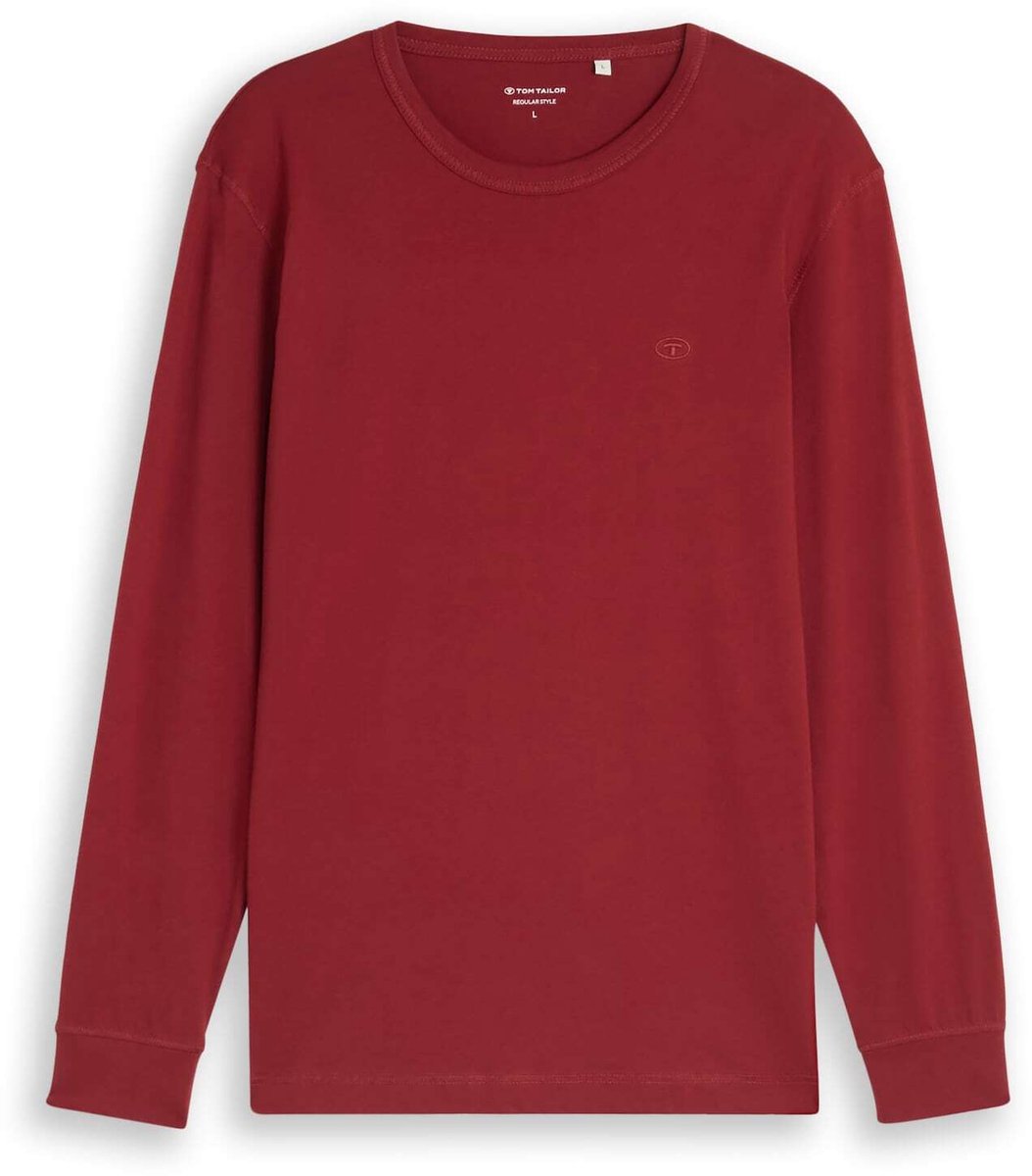 Tom Tailor - Basic katoenen shirt met lange mouwen - Maat XL - pear red