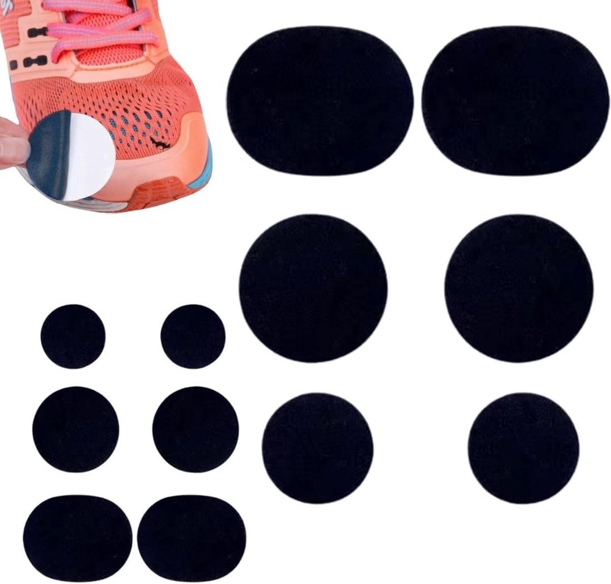 Reparatiepatches, 12 stuks schoenhakreparatie, schoenlijm voor sneakers en kleding - Ronde patches voor schoen- en hakreparatie, bescherming tegen gatenvorming in schoenen, A