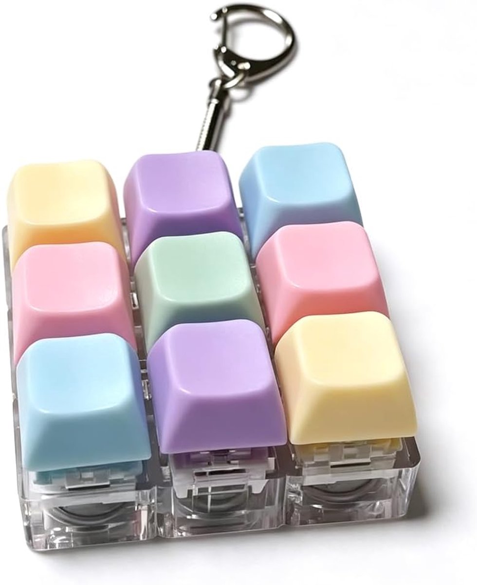 toetsenbordspeelgoed, 1 stuk met mechanische clicker voor stressvermindering en anti-angst, als sleutelhanger voor volwassenen, fidget toys toetsenbord