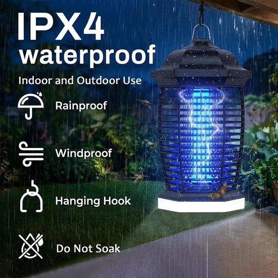 Insectenverdelger Elektrisch 4000V, 18W UV-Lampe Sterke Elektrische Insectenval Muggenlamp, Elektrische Vliegenval Muggenval Muggenafweer voor Tuin Binnen en Buiten (1,8M) — afbeelding 3