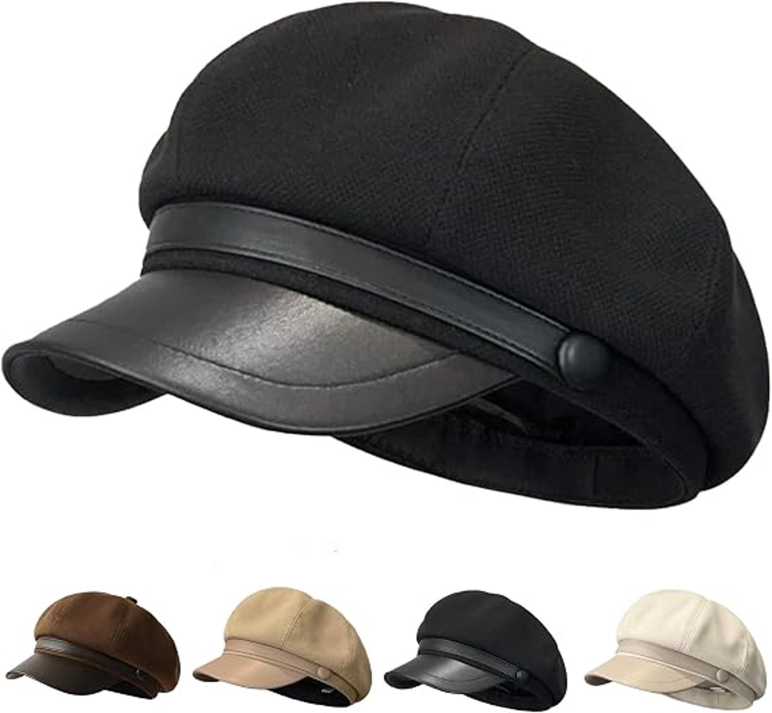 Dames Baret – Herfst en Winter Damesmuts – Achthoekige Pet – Zwart – Zacht en Warm – Verstelbaar – Voor Dagelijks Gebruik, School, Werk en Buiten – Stijlvol en Comfortabel