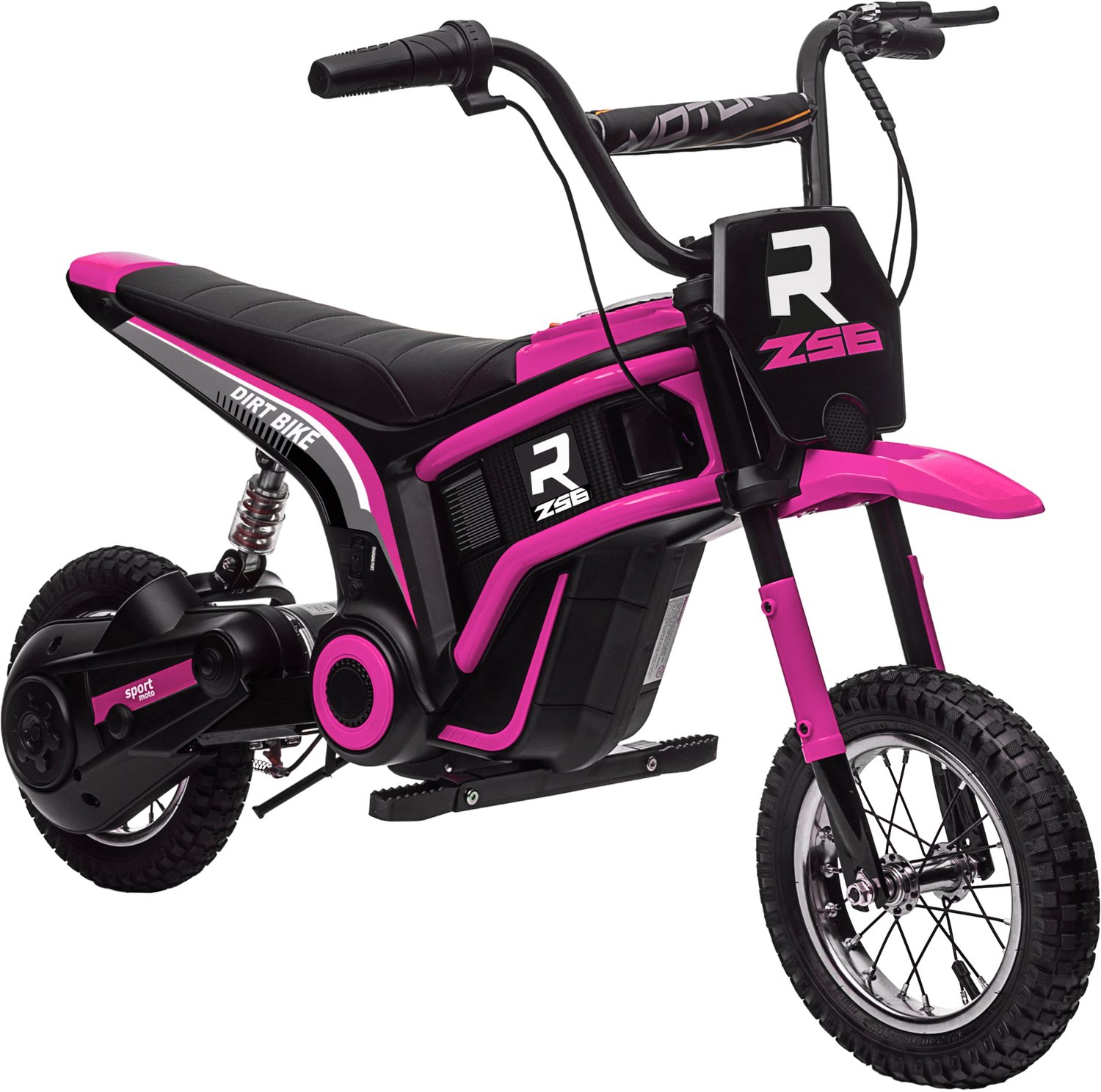 Homona Elektrische crossmotor voor kinderen - 24V - Met muziek, verlichting en schokdemping - 119 x 64 x 76,5 cm - Roze