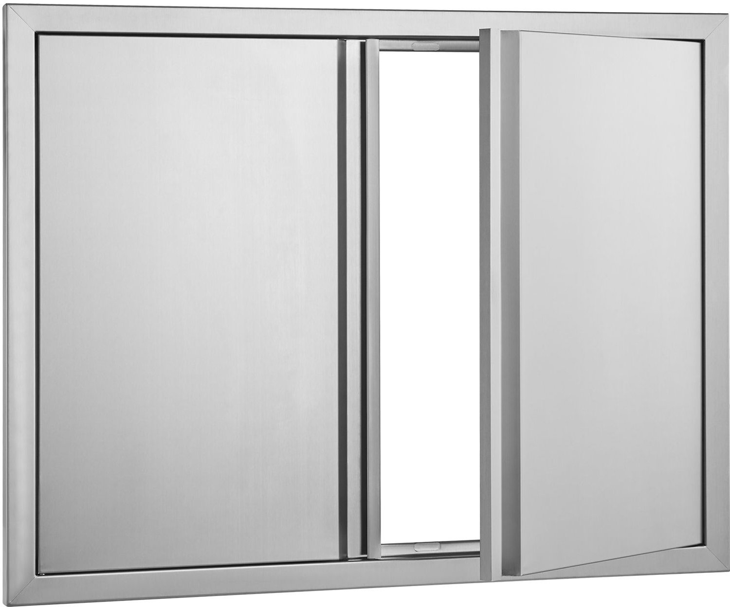 BBQ-toegangsdeur- 787x609 mm dubbele buitenkeukendeur- roestvrijstalen vlakke deur- verticale wanddeur met verzonken handgrepen- voor BBQ-eiland- grillstation- buitenkast