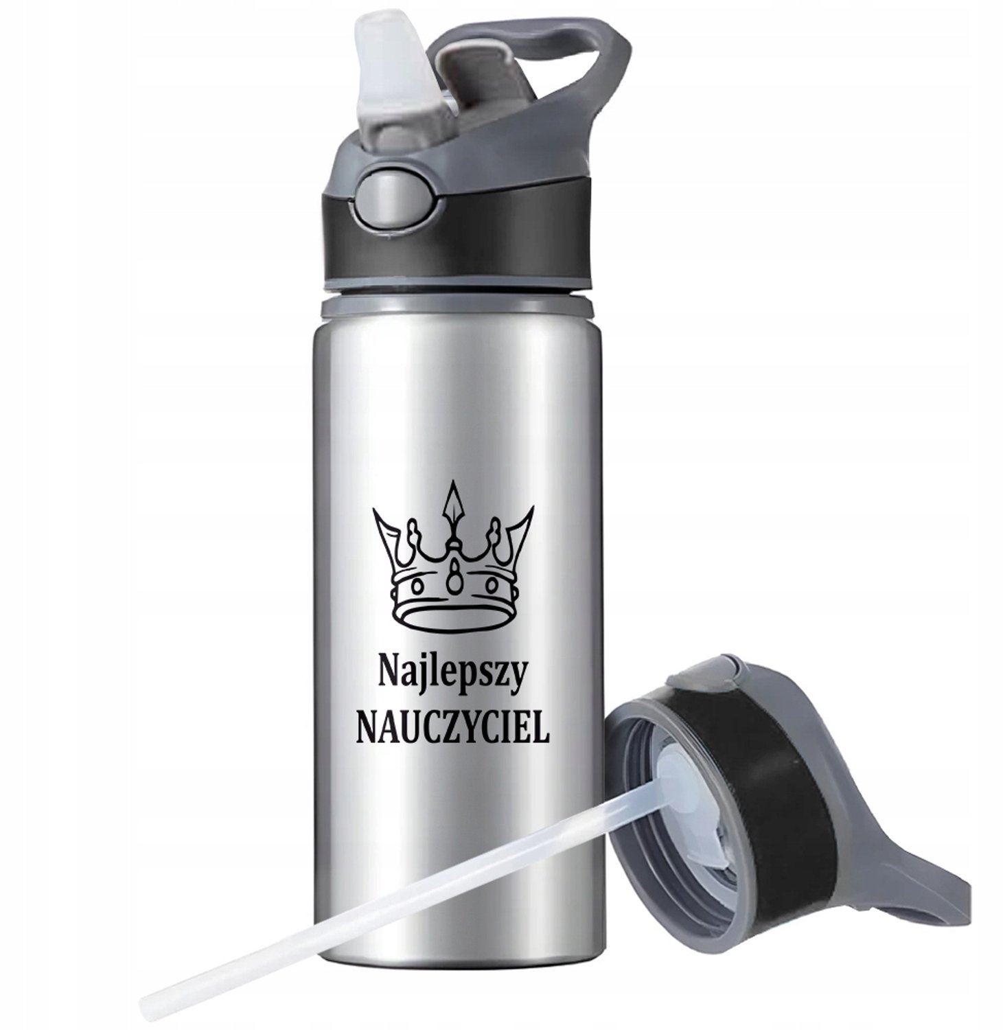 Aluminium Sport Bidon 650ml met Rietje en Handvat
