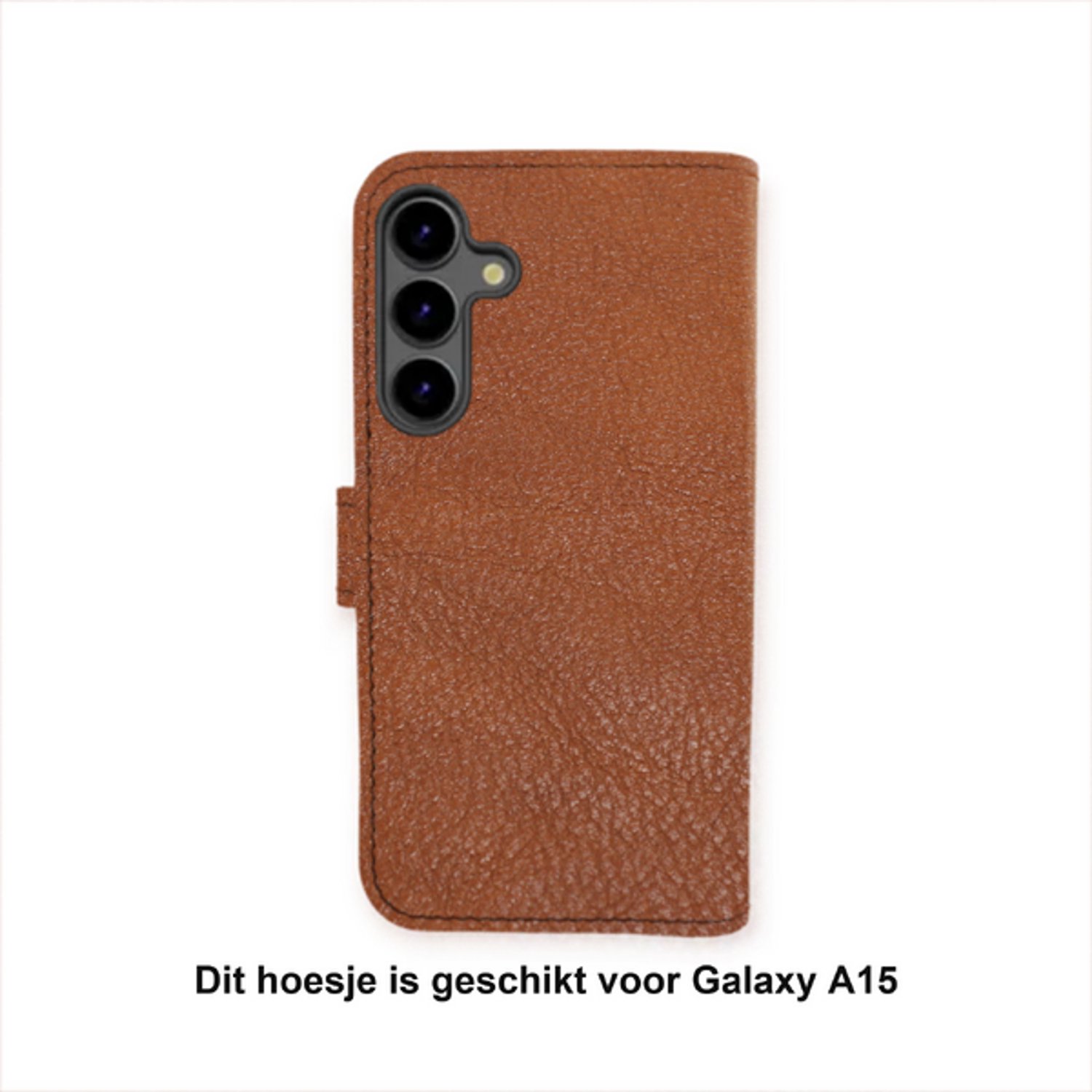 Galaxy A15 Cognacbruin robuuste glad kalfsleer hoesje Nr-19