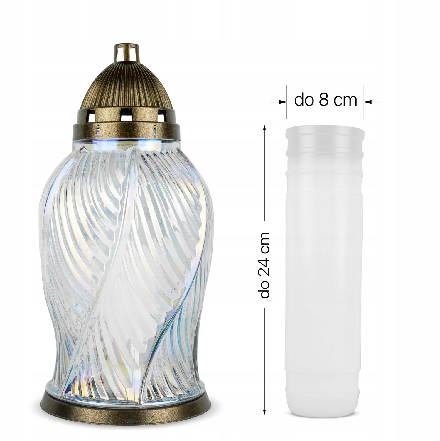 Gouden Glazen Lantaarn Graflicht 34 cm met Verwisselbare Inzet DP765