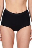 Zwarte high-waist Ten Cate damesonderbroek van zacht katoen, gedragen op een model.