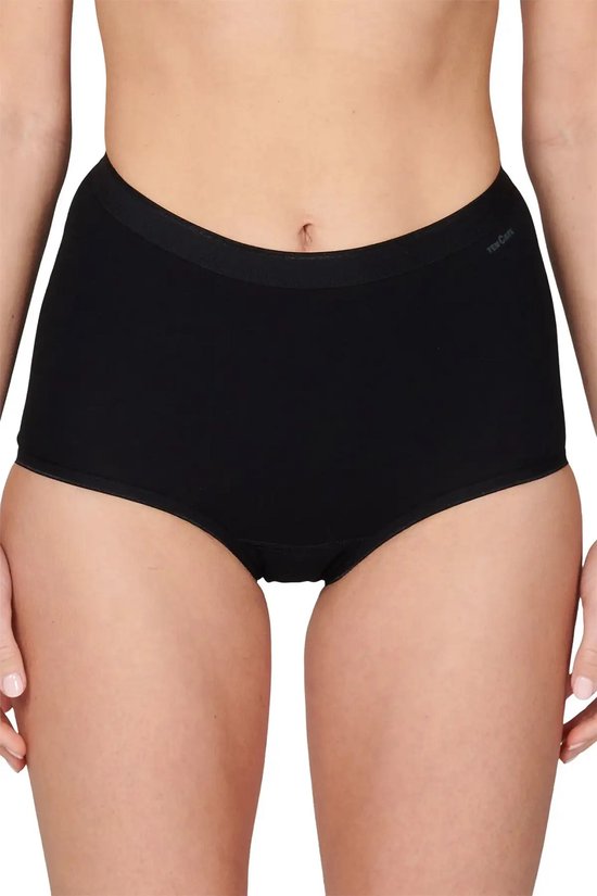 Zwarte high-waist Ten Cate damesonderbroek van zacht katoen, gedragen op een model.