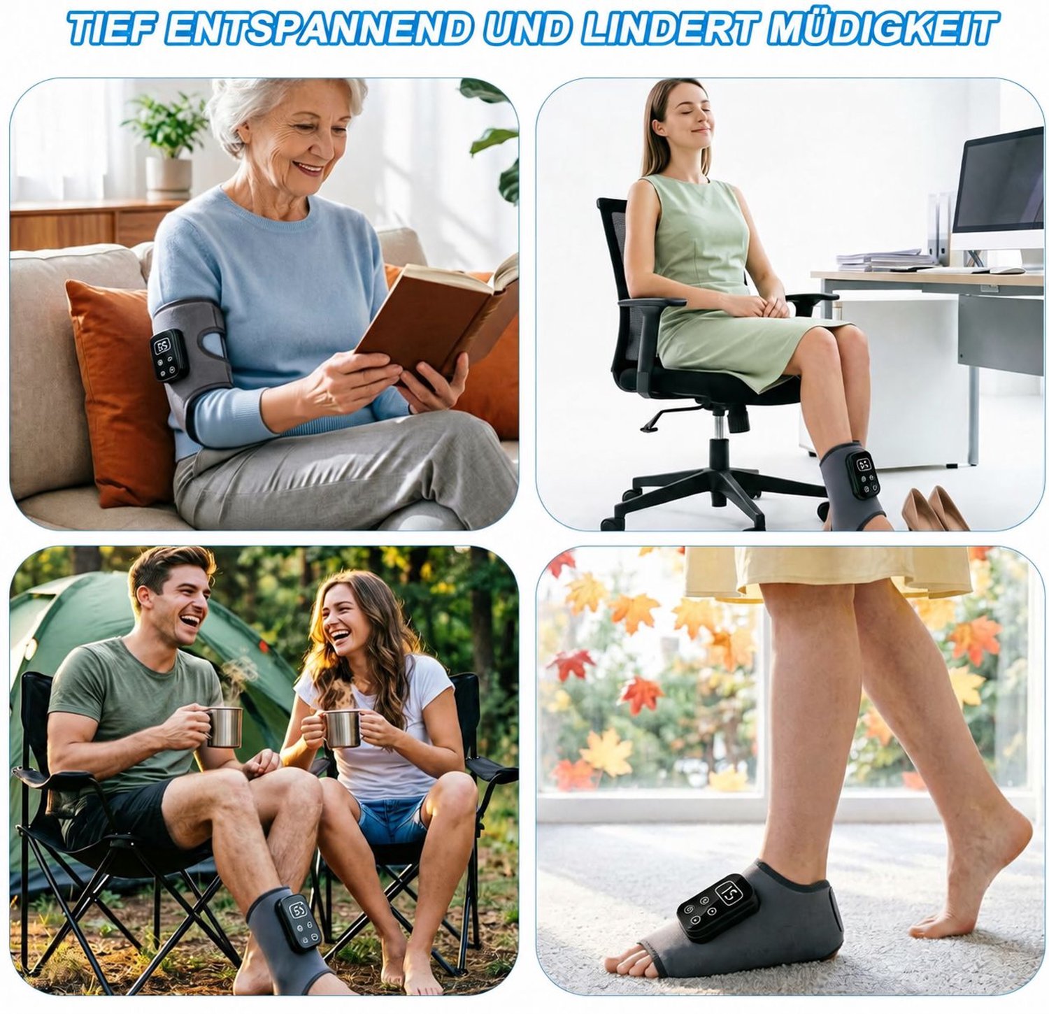 VHV - Voetmassageapparaat - Draadloos Elektrisch Voetmassage Apparaat voor Pijnverlichting & Bloedsomloop - 2 Stuks - 3-in-1 Triple Therapy Foot Massager met 2000mAh Accu - 6 Warmtestanden tot 65°C thumbnail 6