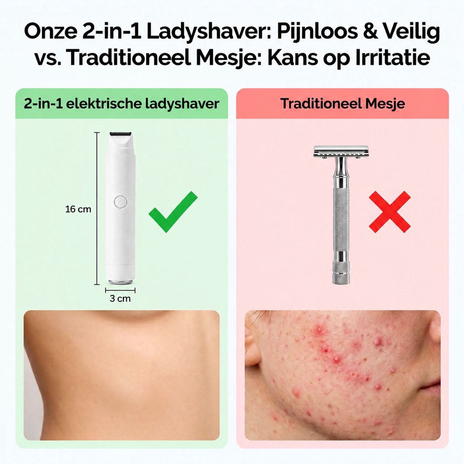 VHV - 2-in-1 Ladyshave Gezicht - Elektrisch Scheerapparaat & Bikinitrimmer - Oksels - Benen - Scheerapparaat Vrouw - Ontharingsapparaat Electrisch Ontharen - Ladyshaves Bikini - Gezichtsontharing Dames thumbnail 3