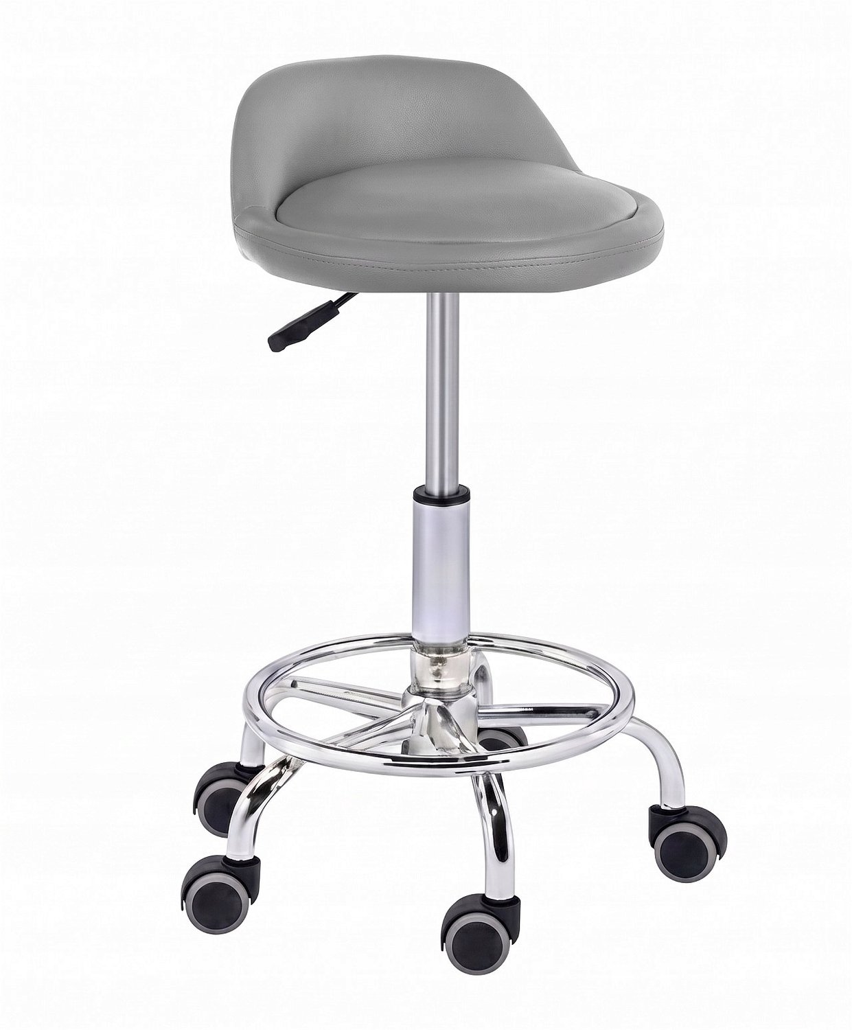Grijze Bari barkruk op wielen, draaibaar, verstelbaar voor bureau & salon