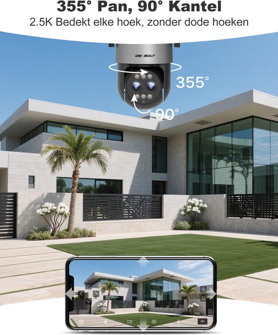 Beveiligingscamera Buiten 2.5K Dubbele Lens - 10X Hybride Zoom - 4 MP Resolutie - Metalen Behuizing - Voor Garage En Buiten — afbeelding 4
