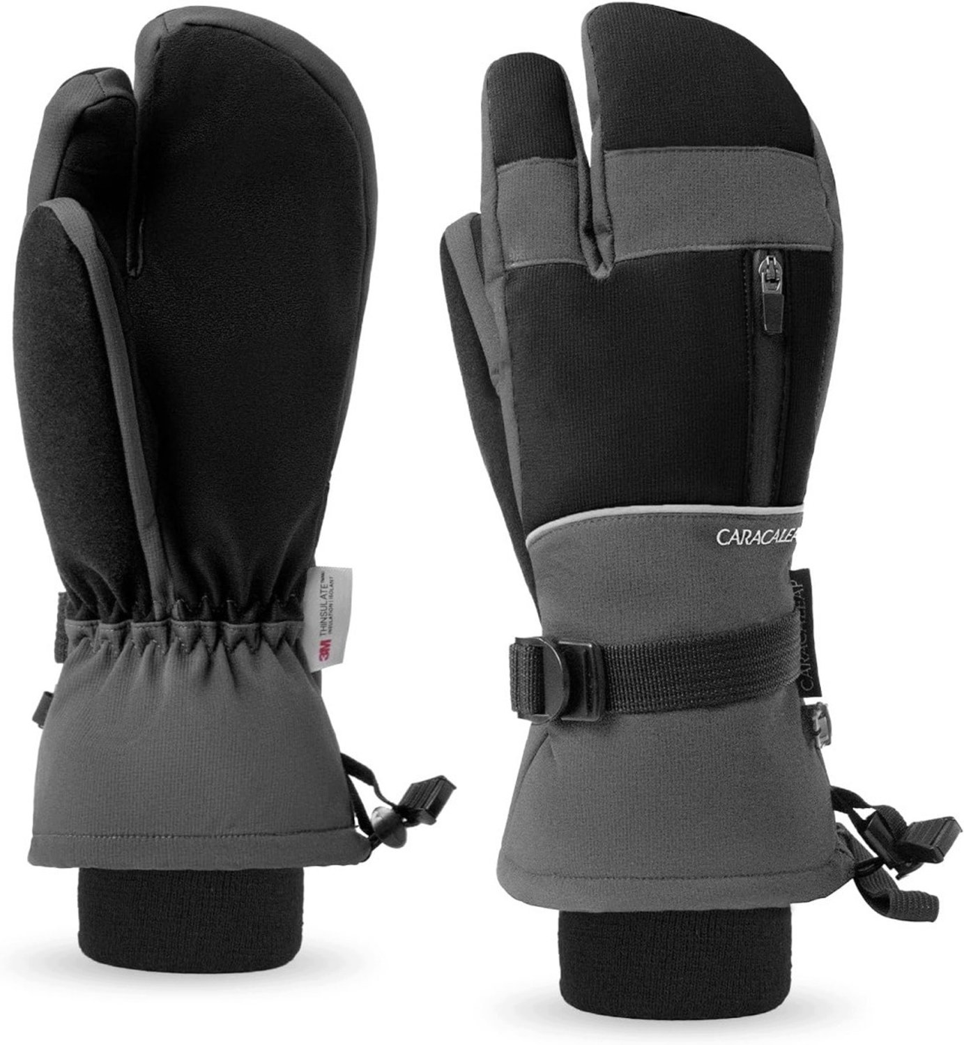 Caracaleap 3-vinger ski handschoenen waterdicht /XL Grijs