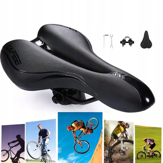 Comfortabel Fietszadel Breed Gel Zwart Universeel MTB Stadsfiets