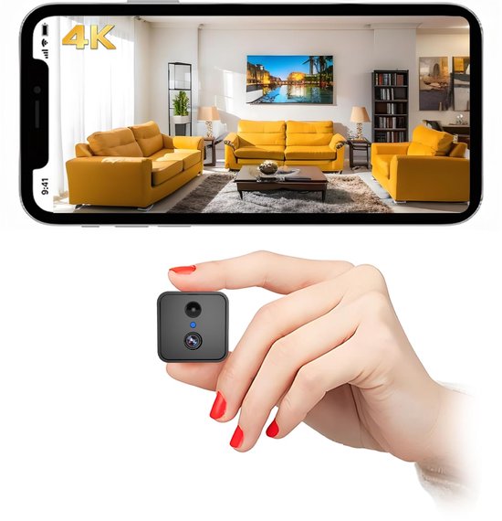Mini Beveiligingscamera 4K Ultra HD - Draadloze Spionagecamera - Nachtzicht - 50 Dagen Batterijduur - Binnen En Buiten Gebruik — afbeelding 2