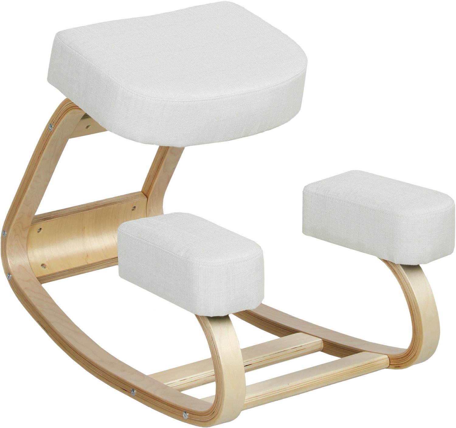 Vinona Ergonomische kniestoel - Met kantelfunctie - Massief berkenhouten frame - Met 10 cm dikke kussens - 51 x 69 x 58 cm - Crèmewit