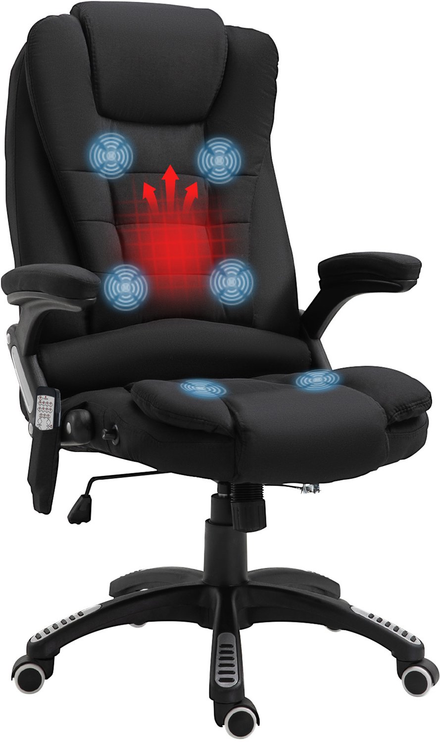 Vinona Bureaustoel met massage- en warmtefunctie - Met verstelbare rugleuning en afstandsbediening - 68 x 72 x 110-120 cm - Zwart