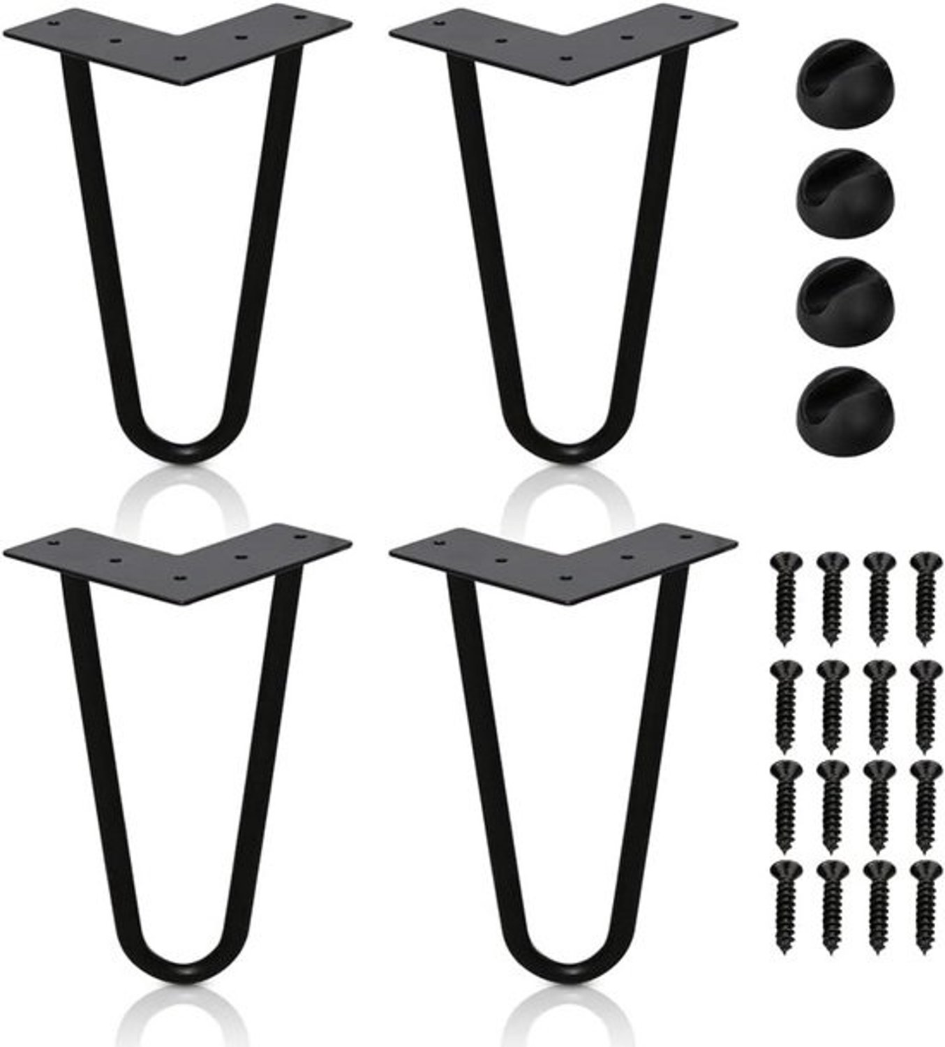 Set van 4 zwarte metalen tafelpoten - Met 2 stangen - Meubelpoten - 15 cm