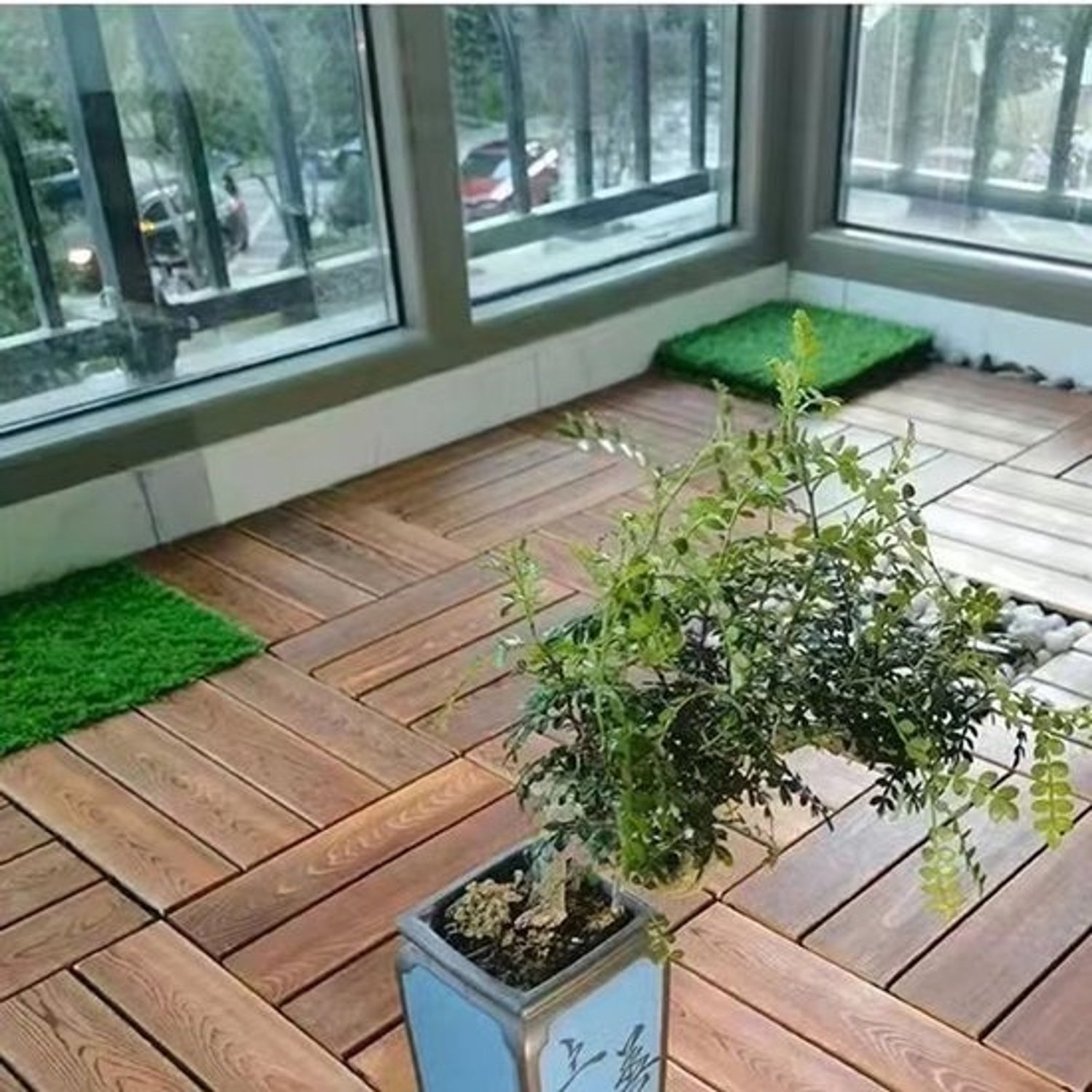 Tuinterrastegels - In elkaar grijpende houten tegels voor buiten - Terras- en tuinpaden - Veelkleurig - Meerdere maten (A,4PCS)
