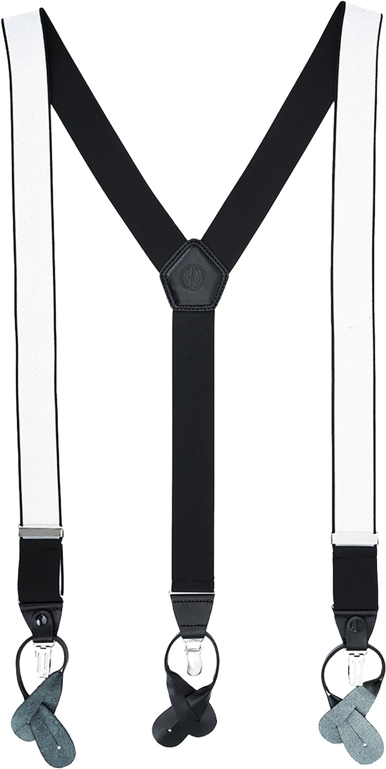 LINDENMANN heren bretels met clips en leren bandjes Y-vorm - zwart
