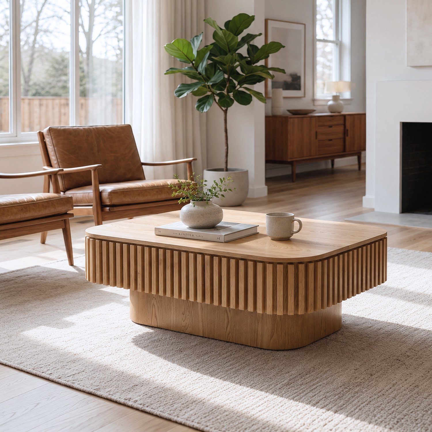 HAUSS SPOLE Salontafel - Rechthoekig Met Verborgen Opbergruimte En Afneembaar Bovenblad - Moderne Woonkamer - Houtlook - 98x60x35 Cm Natuurlijk hout