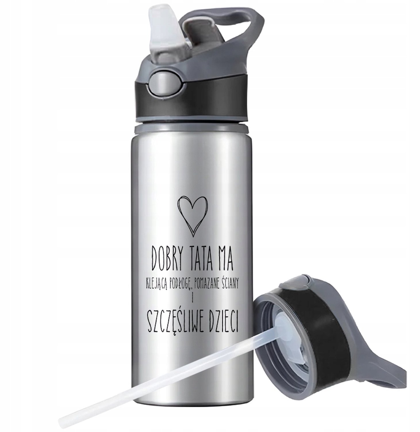 Aluminium Sport Bidon 650ml met Rietje en Handvat - Merkloos