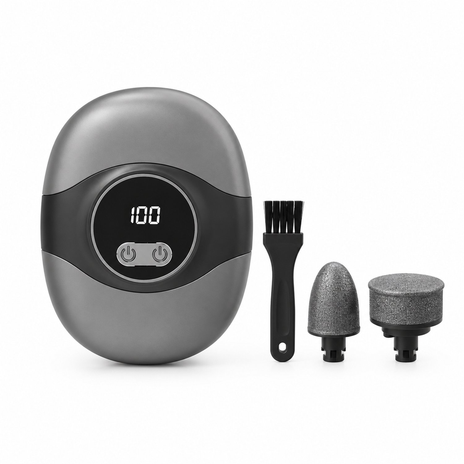 elektrische nagelknipper en voetvijl - 2-in-1, grijs-zwart - 3 snelheden en lcd-display - Inclusief 1 reinigingsborstel en 2 kwarts-schuurkoppen