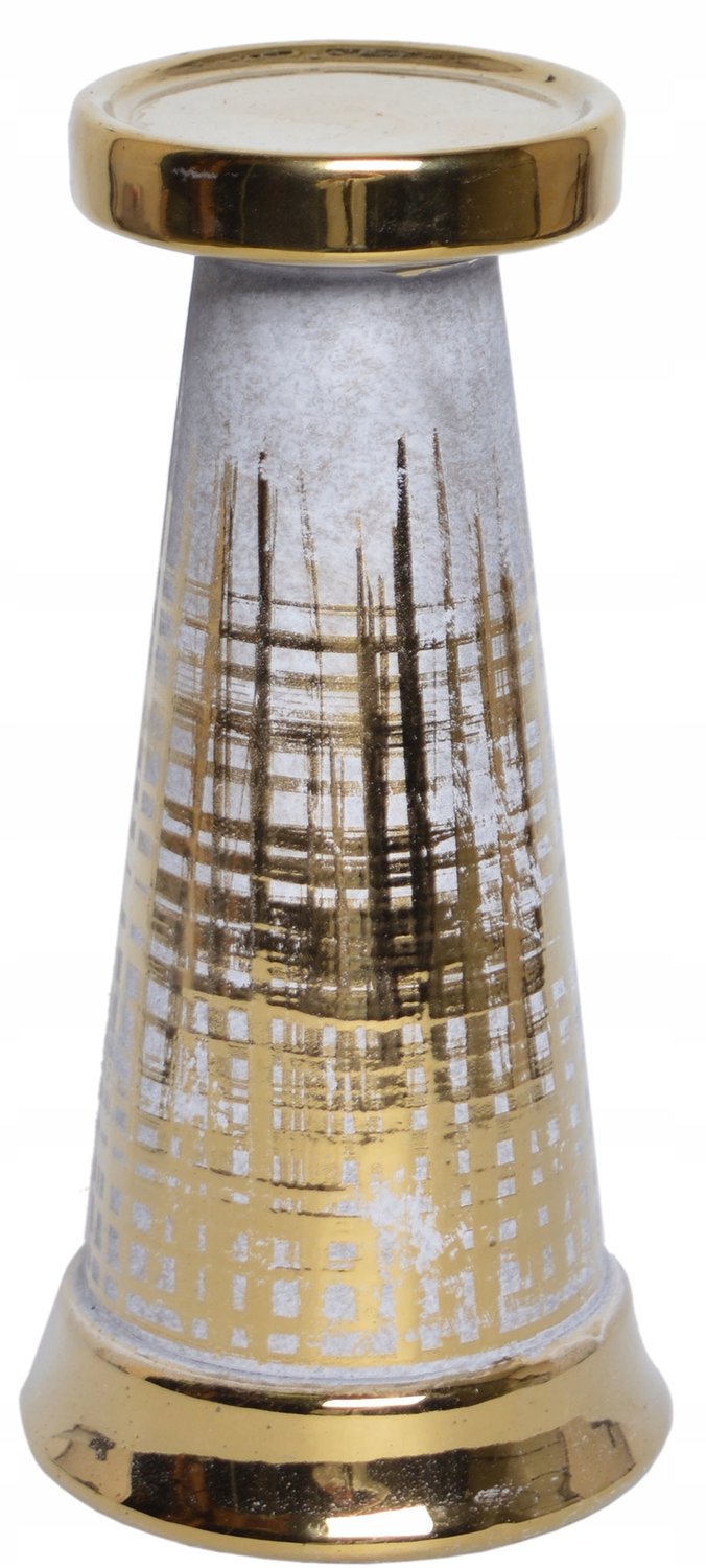 Ewax Moderne Betonlook Kaarsenhouder Grijs/Goud 18cm