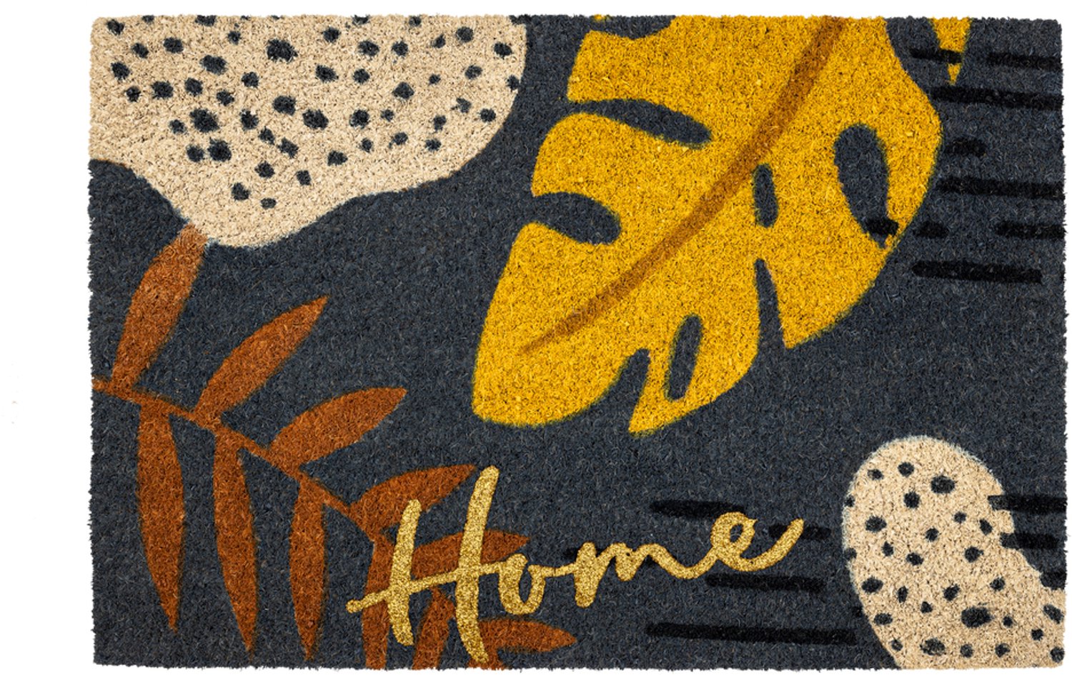 Ruco Glitter Home Leaves 40 x 60 cm - Kokosmat - Deurmat Binnen - Kokos Deurmat - Geïmplanteerd - Vinyl Onderzijde