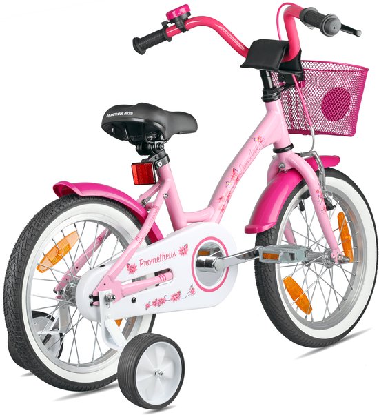 Meisjesfiets 16 inch - Vanaf 4-5 jaar - Zijwieltjes - Terugtraprem — afbeelding 2