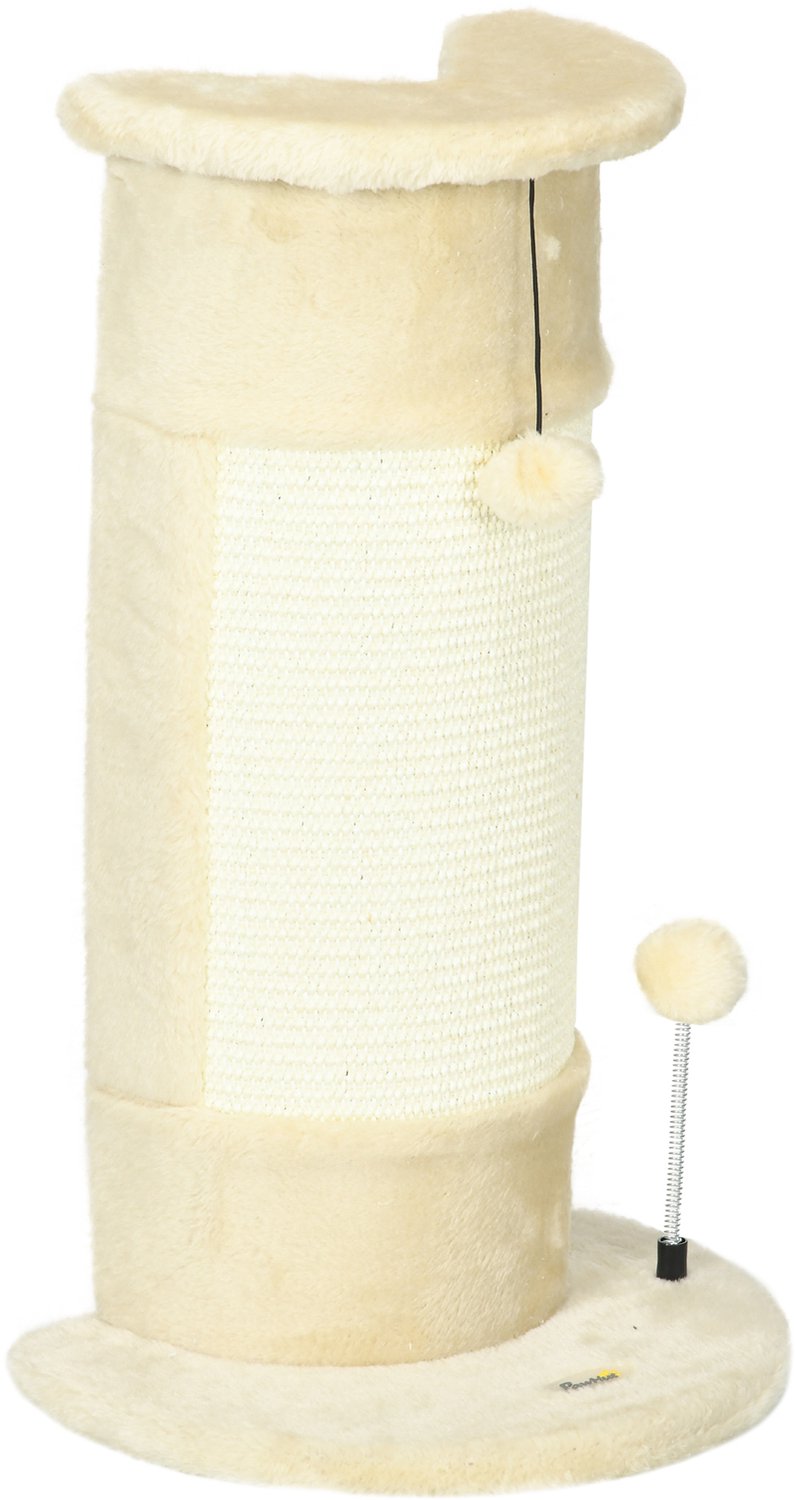 Pawona Hoekkrabpaal - Met speelgoedballen en pluche - 34 x 25,5 x 58 cm - Crèmewit