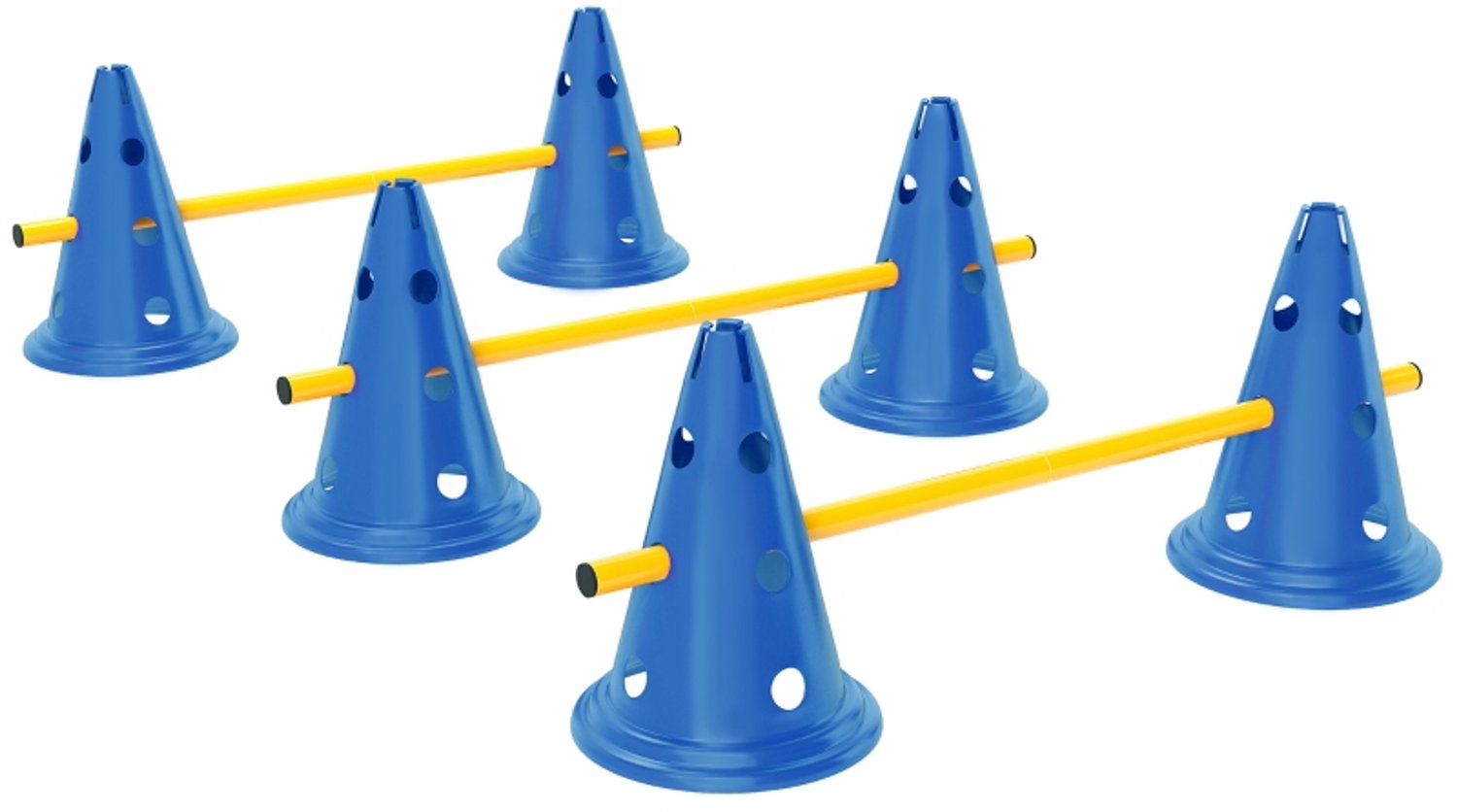 WUVRIE - Honden agility set - 3 horden met 6 kegels - Verstelbare hoogte - ABS kunststof - Blauw