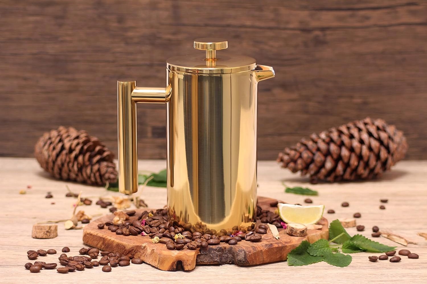 Gouden Koffie- en Theepot 1L - Stijlvol en Duurzaam