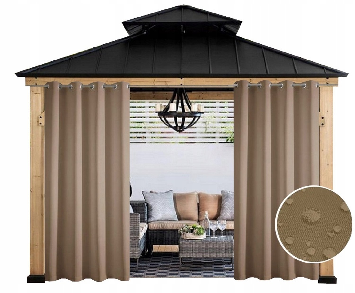 Waterdichte Tuindoek Gordijn 155x240 cm voor Pergola, Terras & Balkon