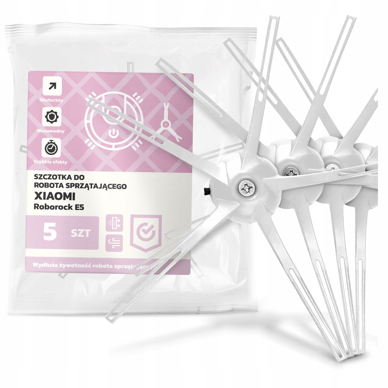 5x Zijborstel voor Xiaomi Roborock E5 Stofzuiger Robot